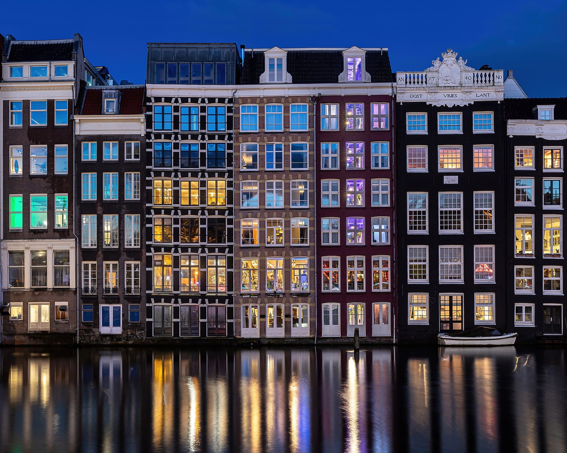Damrak at blue hour, Amsterdam